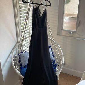 Long formal black dress for wedding guest from Lulu’s